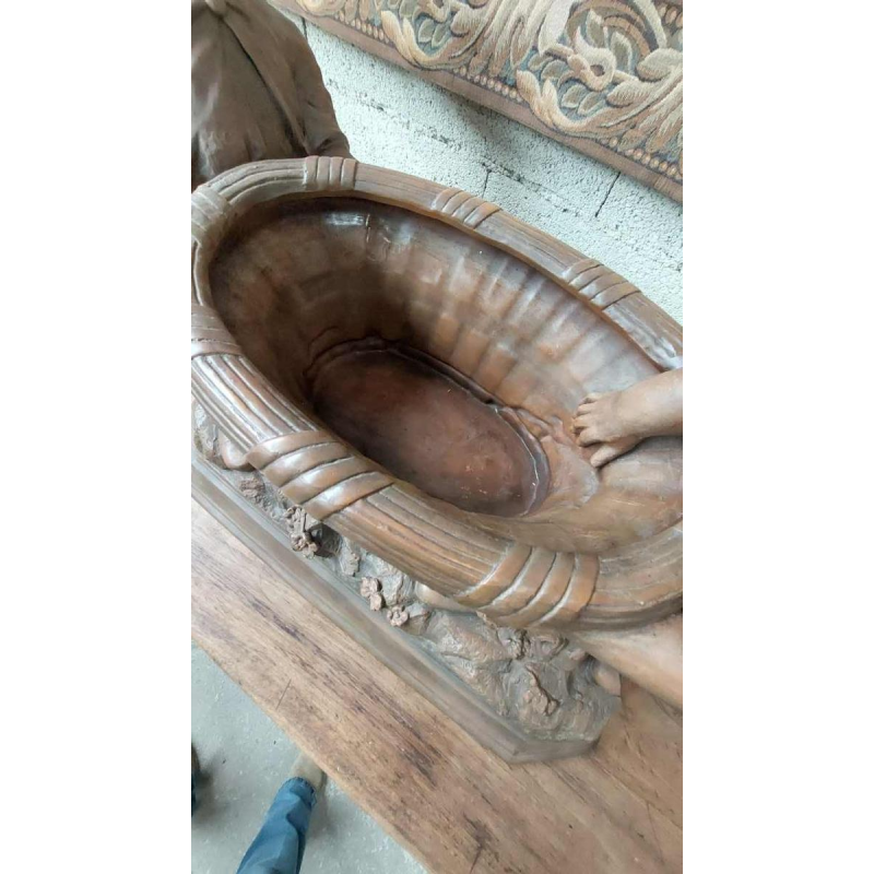 Friedrich Goldscheider, large terracotta planter, Austria 19th c