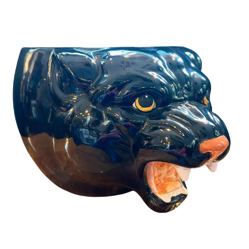 Jardinière "panthère noire" en faience, ca 1970