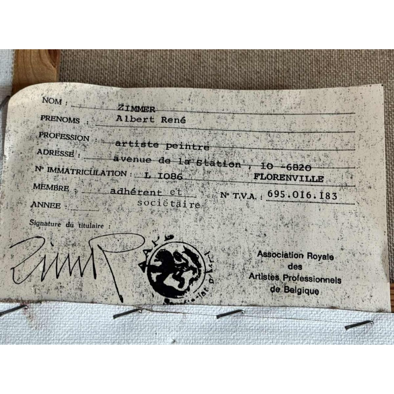 René ZIMMER “Gaume landschape)“ painting oil on canvas