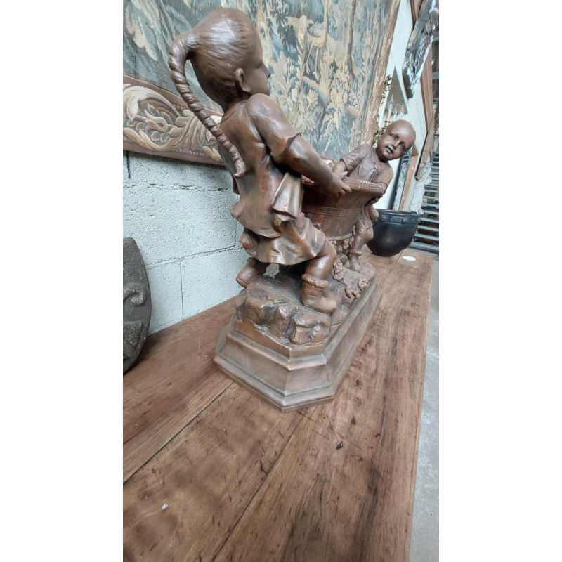 Friedrich Goldscheider, grote terracotta plantenbak, Oostenrijk 19e eeuw