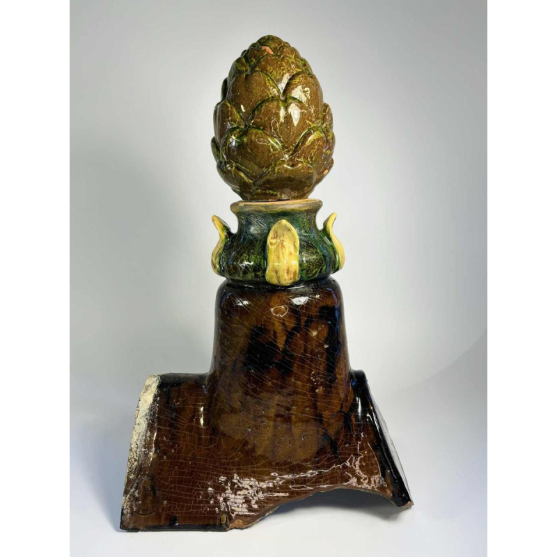Bavent pottery, glazed terracotta artichoke roof ridge, late 19th century