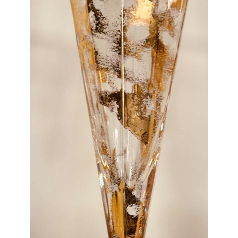 Jean-Paul van Lith in Biot, suite of six gilded crystal champagne flutes, 20th c