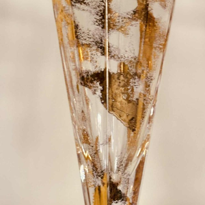 Jean-Paul van Lith à Biot, suite de six flûtes à champagne en cristal doré, XXe s