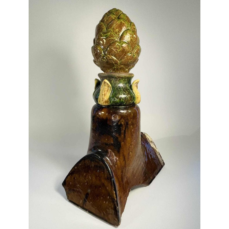 Bavent pottery, glazed terracotta artichoke roof ridge, late 19th century