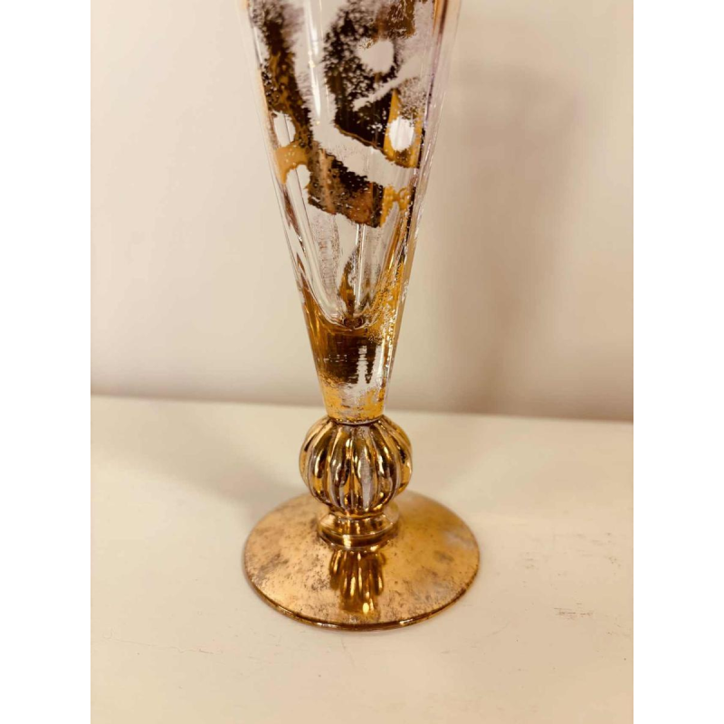 Jean-Paul van Lith in Biot, suite of six gilded crystal champagne flutes, 20th c