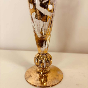 Jean-Paul van Lith à Biot, suite de six flûtes à champagne en cristal doré, XXe s