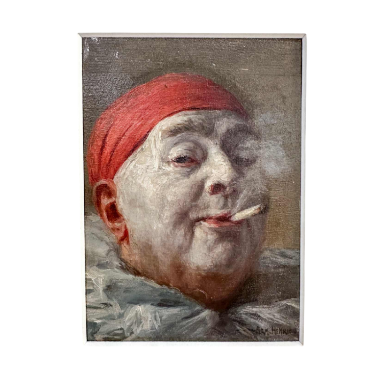 Armand Henrion 'Autoportrait en Pierrot' peinture huile sur toile
