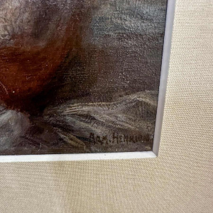 Armand Henrion 'Zelfportret als pierrot' schilderij, olieverf op doek