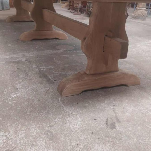 Large solid oak monastery table (4.50 m), mid 20th century