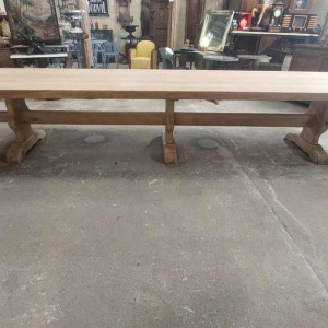 Grande table monastère en chêne massif (4,50 m), milieu du XXe s