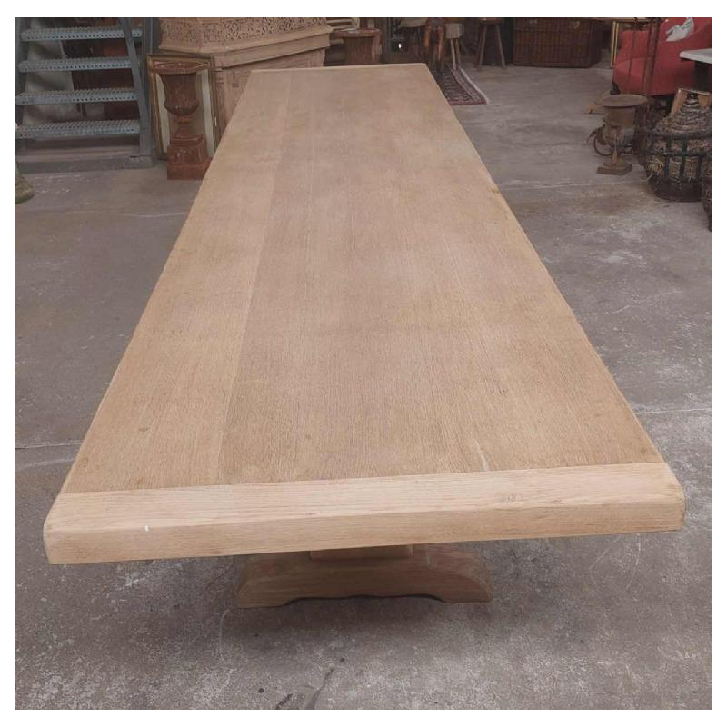 Large solid oak monastery table (4.50 m), mid 20th century