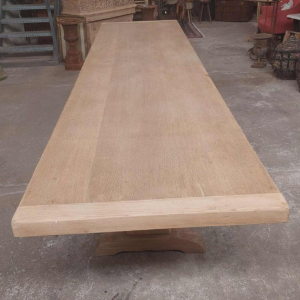 Grote massief eiken kloostertafel (4,50 m), midden 20e eeuw