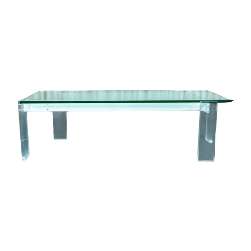 Table basse architecturale en verre et plexiglass