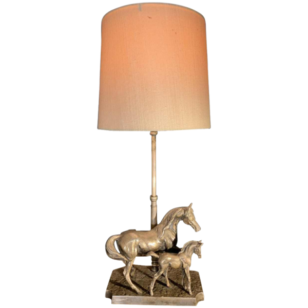 MAISON JANSEN, Verzilverd bronzen 'Paard / Paarden' lamp / sculptuur, 1960s