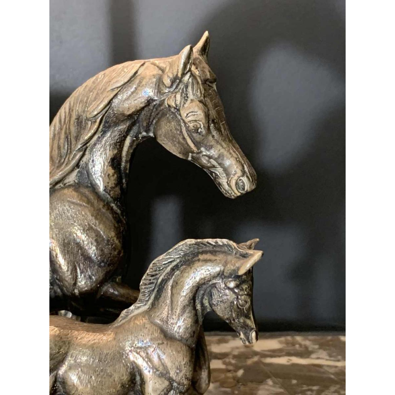 MAISON JANSEN, Silvered Bronze 'Horse / Horses' Lamp / Sculpture, 1960s