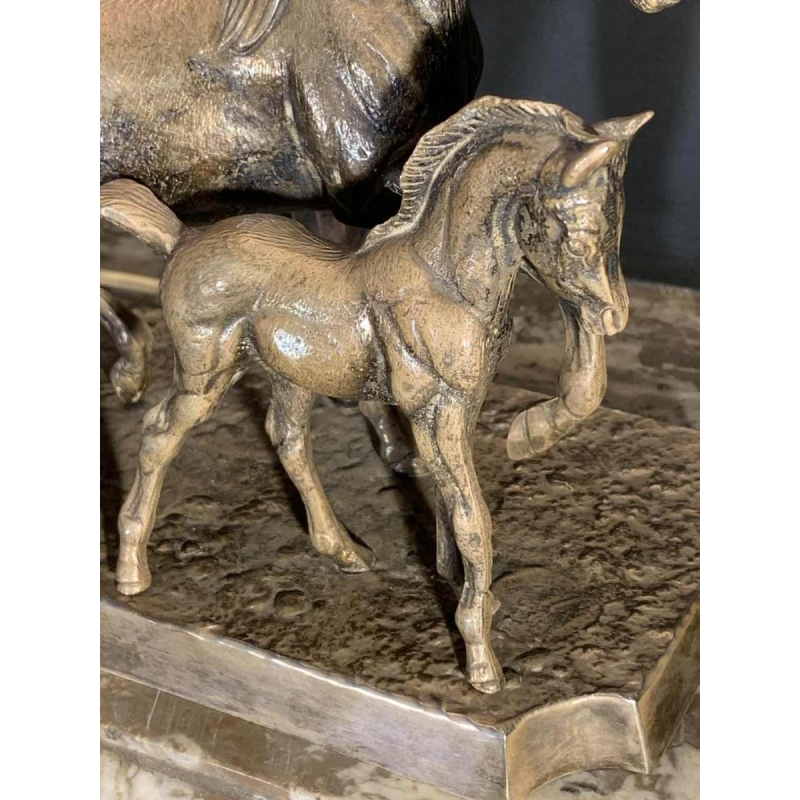 MAISON JANSEN, Silvered Bronze 'Horse / Horses' Lamp / Sculpture, 1960s