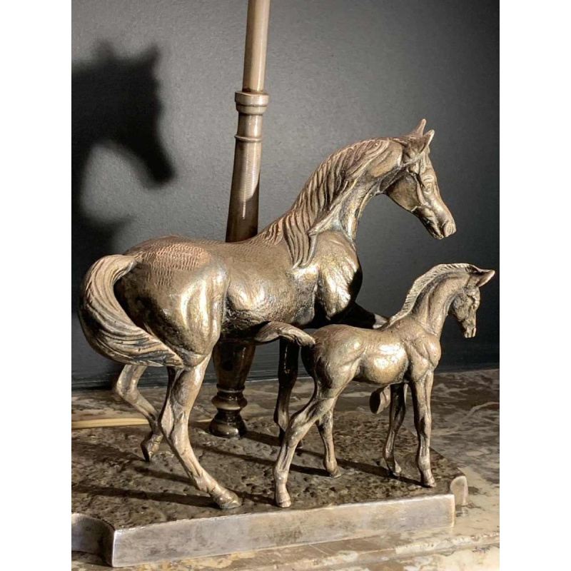 MAISON JANSEN, Silvered Bronze 'Horse / Horses' Lamp / Sculpture, 1960s