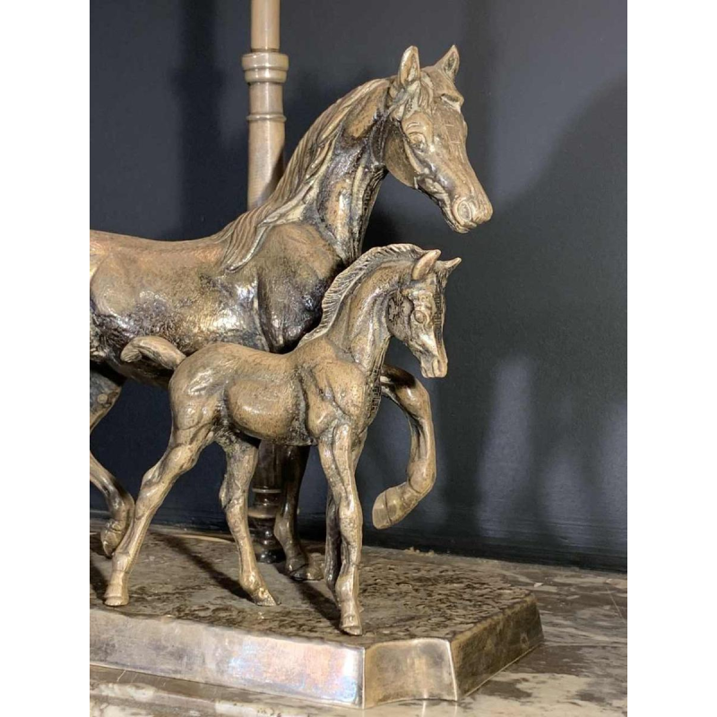 MAISON JANSEN, Silvered Bronze 'Horse / Horses' Lamp / Sculpture, 1960s