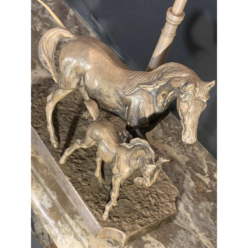 MAISON JANSEN, Silvered Bronze 'Horse / Horses' Lamp / Sculpture, 1960s