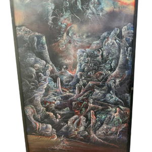 Marc Janson, huile sur toile “La voix des sources...“ tableau fantastique de 1976