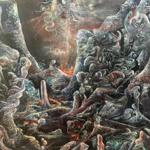 Marc Janson, huile sur toile “La voix des sources...“ tableau fantastique de 1976
