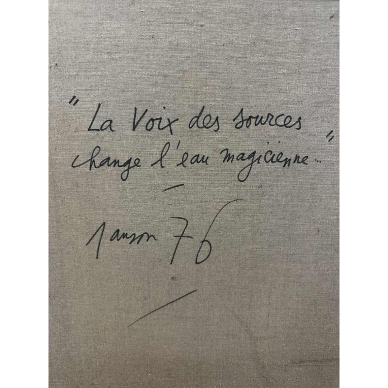 Marc Janson, huile sur toile “La voix des sources...“ tableau fantastique de 1976