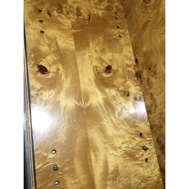 WILLY RIZZO for MARIO SABOT, Bookcase Display Shelf, Burl Walnut en Messing, ca. 1970