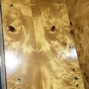 WILLY RIZZO voor MARIO SABOT, Boekenkast Display Plank, Walnoot Burl & Brass, ca. 1970