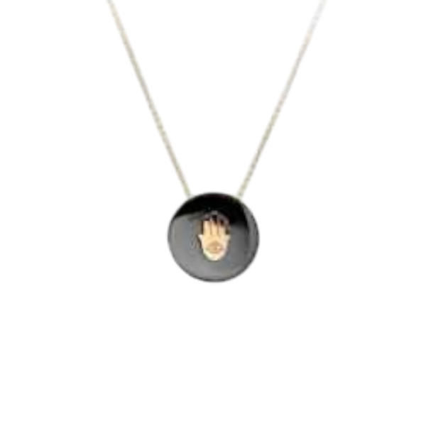 Hamsa’ pendant in 18k rose and black gold