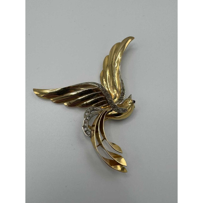 Broche de La Libération, or jaune 18 K, diamants taille rose, cabochon de rubis, ca 1945