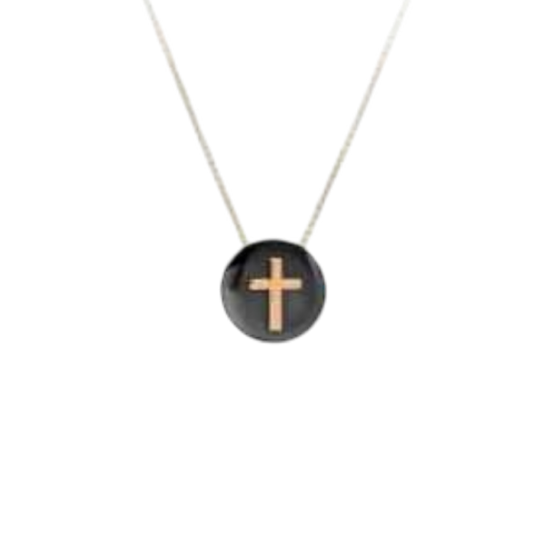 Cross’ pendant in 18k rose and black gold