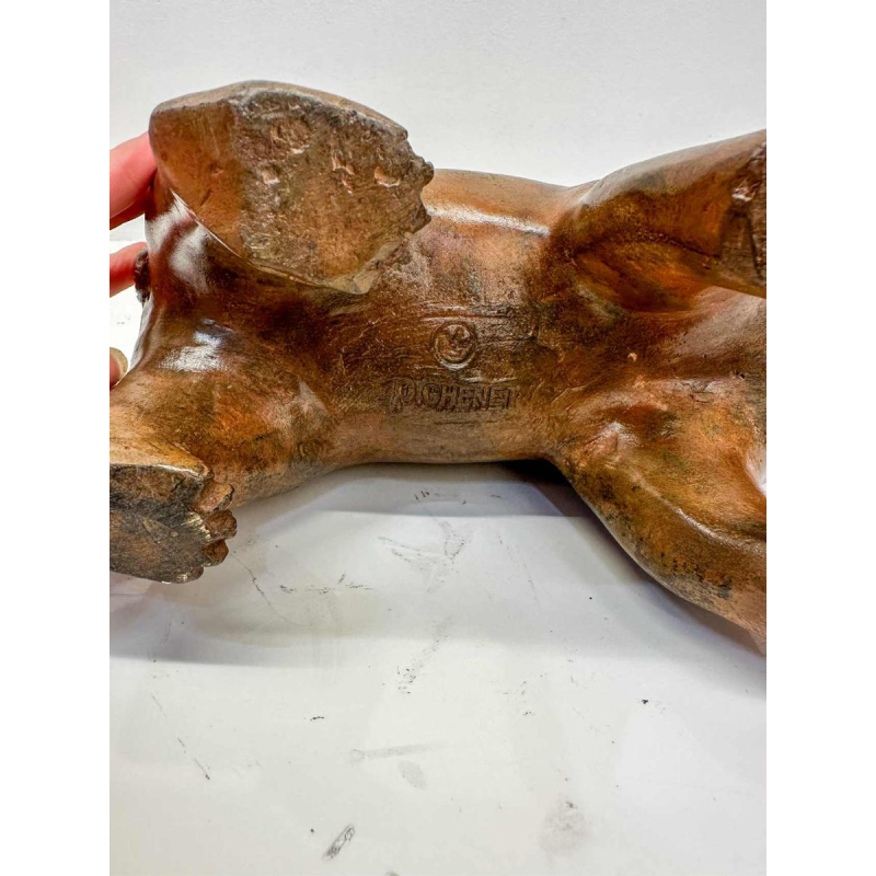 Pierre Chenet, medium-sized polar bear, bronze sculpture with shaded patina