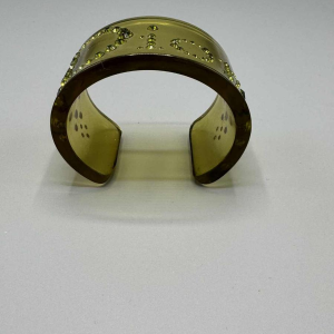 Christian Dior, cuff bracelet in green translucent bakelite and Swarovski rhinestones