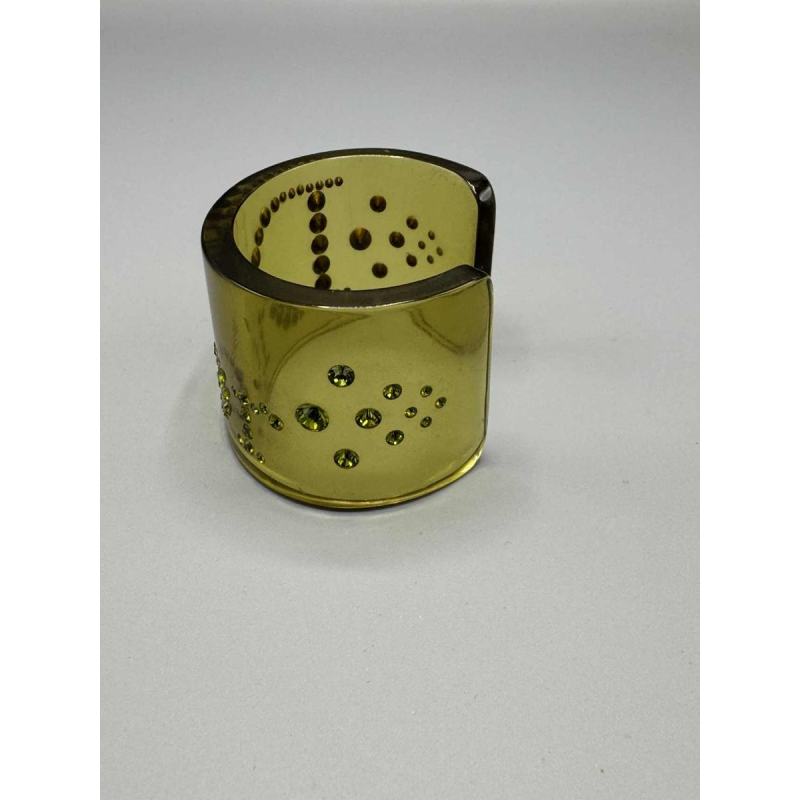 Christian Dior, cuff bracelet in green translucent bakelite and Swarovski rhinestones