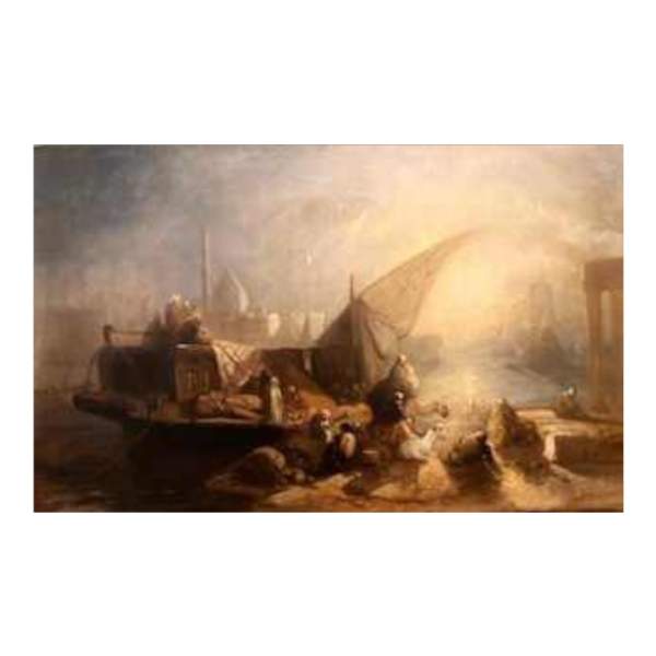 Jacob Jacobs Haggling by the water Orientalist painting, oil on papier marouflé,19th century