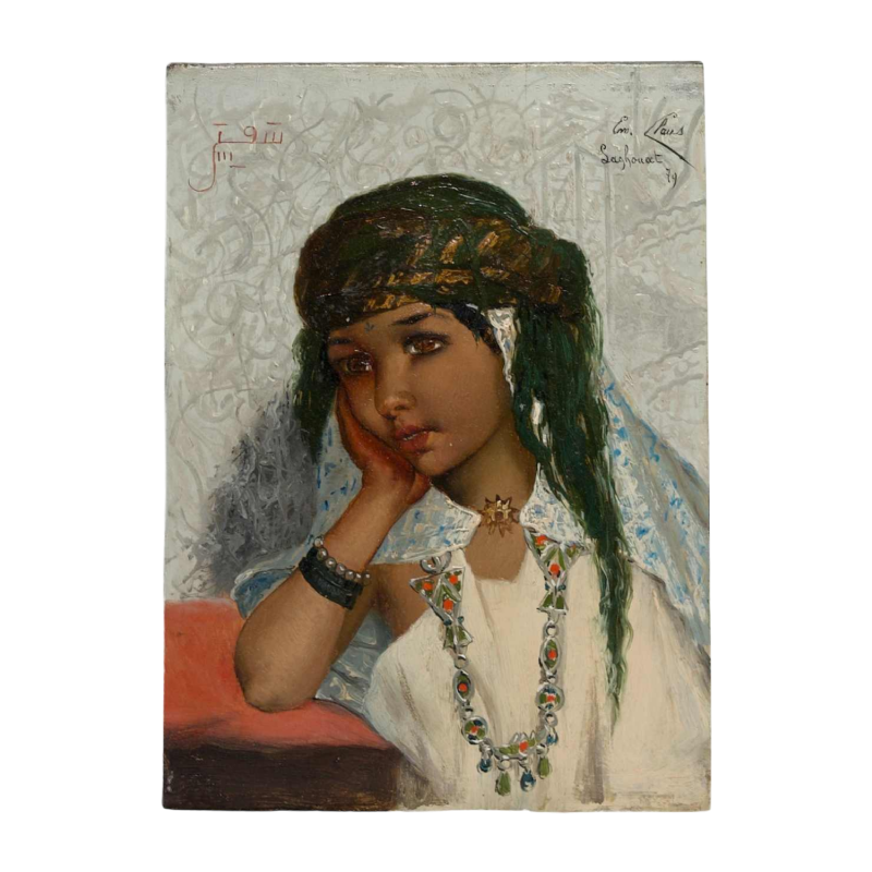 Emile Claus 'Petite algérienne' tableau orientaliste, Laghouat 1879