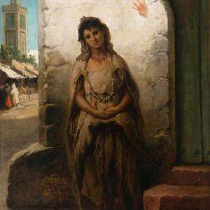 Victor Eeckhout 'Jonge Berber in Tanger' Oriëntalistisch schilderij