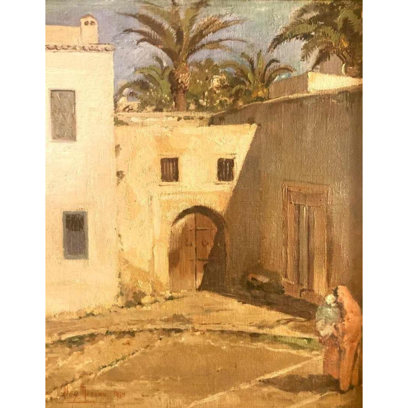 Max Leon Moreau 'View of a courtyard in Tunisia' 1934