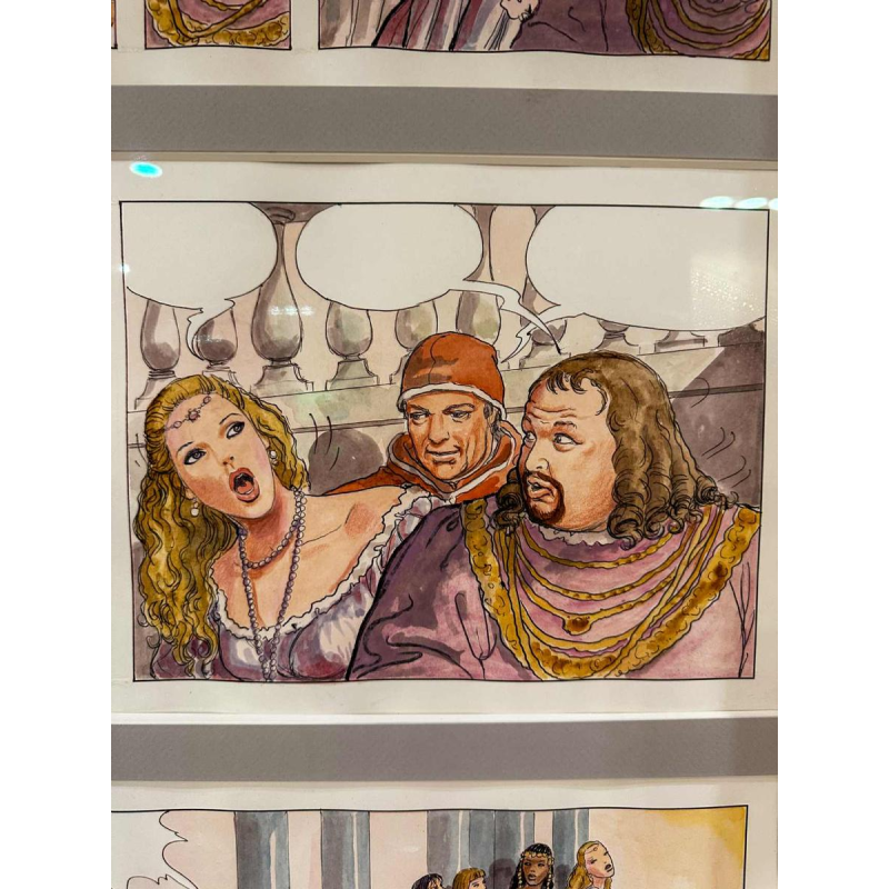 Milo Manara "Borgia" planche originale de bande dessinée en couleur, XXIe s