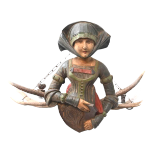 Lüsterweibchen, lustre allemand, bois et corne de cerf, fin du 19ème siècle