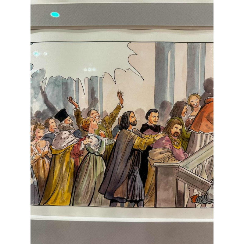 Milo Manara Borgia origineel bord kleurenstrippaneel, 21ste eeuw