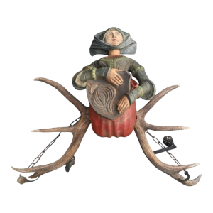 Lüsterweibchen, German chandelier, wood and deer horn, late 19th century