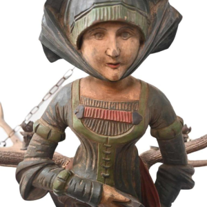 Lüsterweibchen, lustre allemand, bois et corne de cerf, fin du 19ème siècle