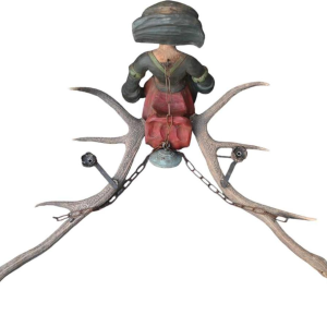 Lüsterweibchen, German chandelier, wood and deer horn, late 19th century