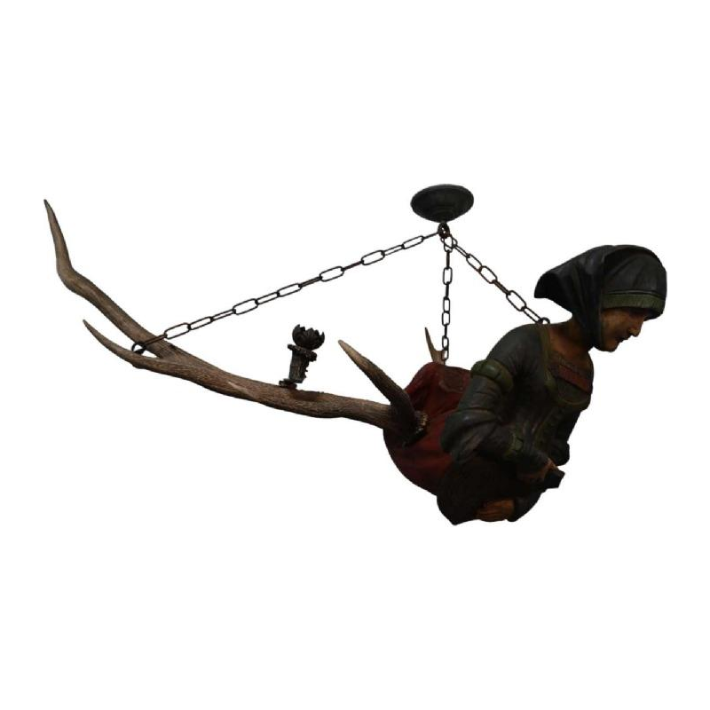 Lüsterweibchen, lustre allemand, bois et corne de cerf, fin du 19ème siècle