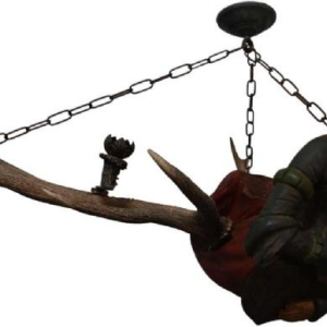 Lüsterweibchen, German chandelier, wood and deer horn, late 19th century