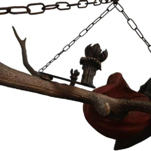 Lüsterweibchen, Duitse kroonluchter, hout en hertenhoorn, eind 19de eeuw