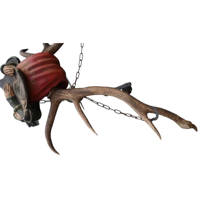 Lüsterweibchen, German chandelier, wood and deer horn, late 19th century