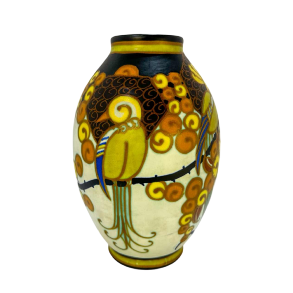 Charles Catteau for Keramis 'The Parakeets' Art Deco ceramic vase D1130, ca 1930