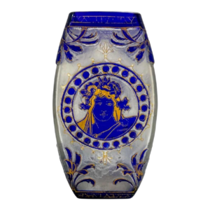 Ludwig Moser Art Nouveau vaas 'vrouwengezicht' zuurgeëtst glas, circa 1890-1900